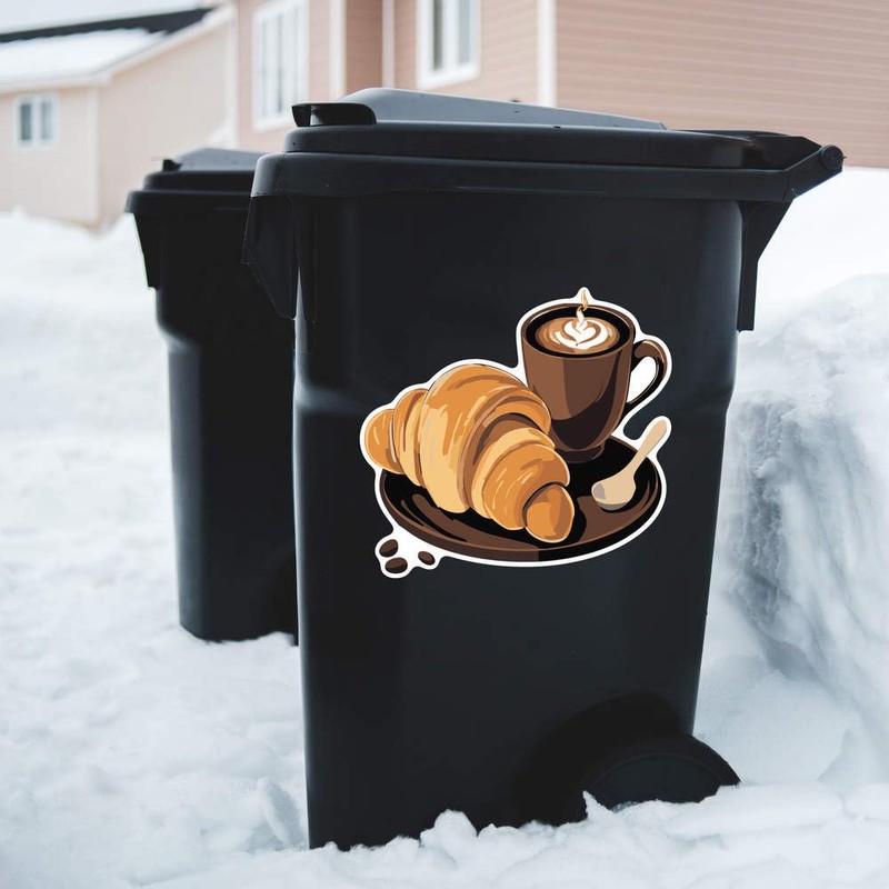 Extra Large 460mm 'Coffee and Croissant ' Permanent Sticker Decal