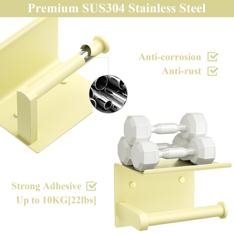 Tindbea Toilet Paper Holder with Phone Shelf, Adhesive or Screw