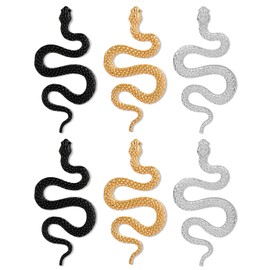 JELIEE 3 Pairs Snake Earrings Set Gold Sliver Black Punk Gothic Snake Earrings Long Dangle Serpent Earrings Curved Snake Shaped Ear Studs Snake Accessories Snake Jewelry for Women