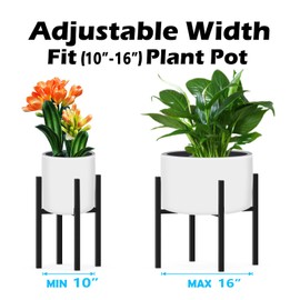 DDPow Plant Stand for 10"-16" Plant Pot Indoor Outdoor Corner, Adjustable Metal Heavy Duty for Large Pot (Black 1 Pack)