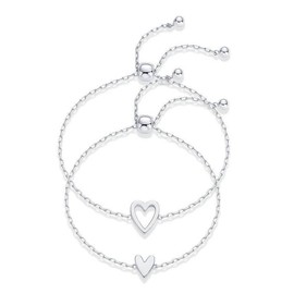 Matching Heart Bracelets for Women – Heart Charm and BFF Friendship Styles Gift for girlfriend, wife, daughter, woman:_Silver