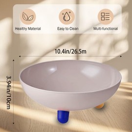 Riadyet Wide Mouth Fruit Bowl with Three-Legged Design – Wooden Storage Bowl for Kitchen Counter, Multi-Color Options, Ideal for Salad, Snacks, and Fruit (Grey)