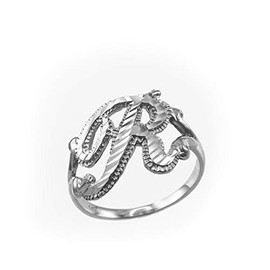 Sparkle-Cut Letter Initial Script Ring In Sterling Silver (Letter R, Size 5.75)