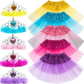 Juego de 10 piezas de accesorios de vestido de princesa para niñas, falda tutú, tiara de princesa, decoración de fiesta de princesa, regalos de fiesta para niñas