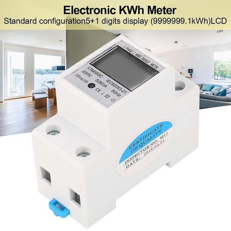 Digital Single-Phase DIN Rail Energy Meter Electronic KWh 5 +