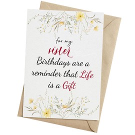 Birthday Card For Sister, Bonus Sister from Young Sister, Brother, Him, Her - Size 5x7 inch Folded Card include Envelope, Sticker - Blank Inside - Funny, Unique & Humorous Birthday Gifts