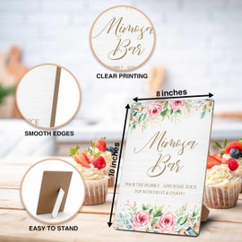 Mimosa Bar Sign, Mimosa Bar Supplies, Floral Brunch Decor, Flower 8x10 Wooden Tabletop Sign With Stand, Mimosa Bar Decor For Bridal Shower Baby Shower Wedding Birthday Christmas Party, 10