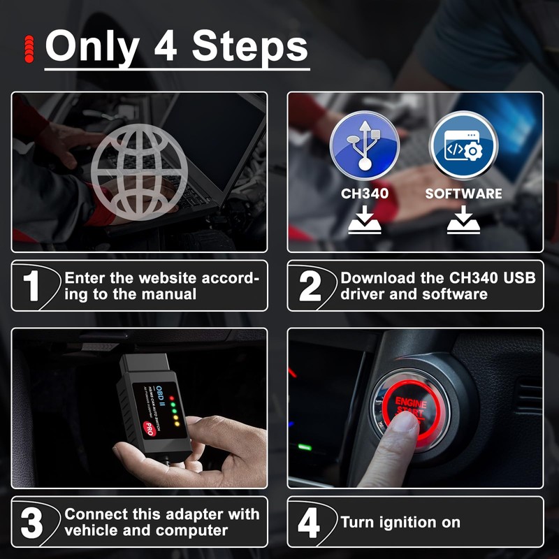[Pro] ELM327 OBD2 Adapter USB Scanner Compatible with Ford F150