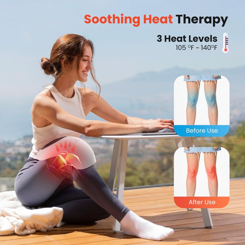 COMFIER Cordless Knee Massager with Heat,Vibration Knee Pain Relief,Red LightTherapy,Upgraded