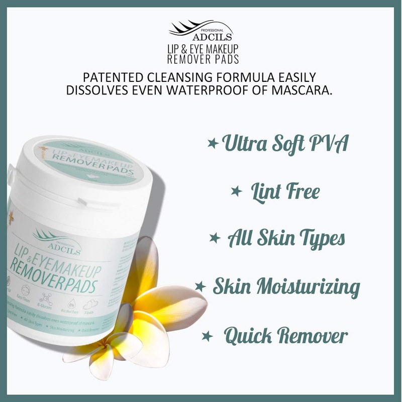 ADCILS PROFESSIONAL Lip & Eye Makeup Remover Pad Fresh Plumeria