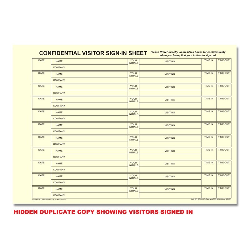 Cherry NCR Confidential Visitor Sign in NCR Duplicate Refill Pack