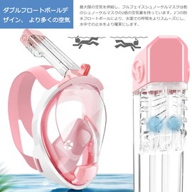 HEARTST Full Face Snorkel Mask, 180° Ultra Wide Angle Double Floating Ball Design, Diving Mask, Anti-Fog, Leak Proof, Diving Sports Camera, Snorkeling Mask, Includes Storage Bag, Freely Breathable