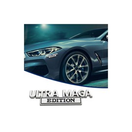 Ultra MAGA Edition Emblem Car Sticker Decal, 3D Raised Full Metal Personality Label, Car Badge Sticker with Strong Adhesive, Auto Body Exterior Decor Embossed Sticker of Car Truck (Silver/Black)
