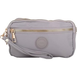 Valita Womens Small Polyester Shoulder Bag Multiple Compartments Detachable Strap - Grey