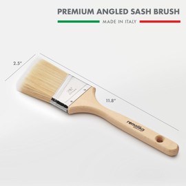 Remolika Premium 2.5 Inch Angle Sash Paint Brush - Made in Italy - Premium Quality Synthetic Bristle Paint Brush, Excellent Performance - Ideal for Professionals and Homeowners