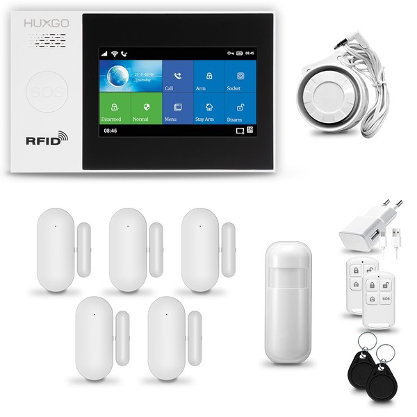 HUXGO® HXA007 Wireless Alarm System Set WiFi + GSM with