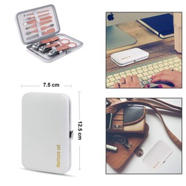 Manicure Set 10pcs Professional Nail Clippers Kit Pedicure Care Tools-Stainless Steel Grooming Tools for Travel (White)