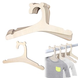 Wooden Kids Hangers 10 Pack 9inch Cute Baby Hanger with Bear Ears Non Slip Wooden Children's Hanger Newborn Hangers for Baby Kids Toddler Coats Pants Suits Jackets Clothes