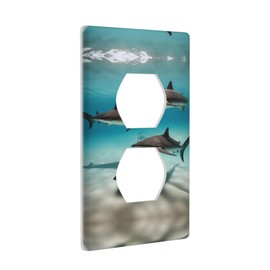 Duplex Socket Decorative Wall Plate Electrical Receptacle Light Switch Cover Art Faceplate Switchplate for Home Decor 4.5 X 2.76 in Fish in The deep sea Prints