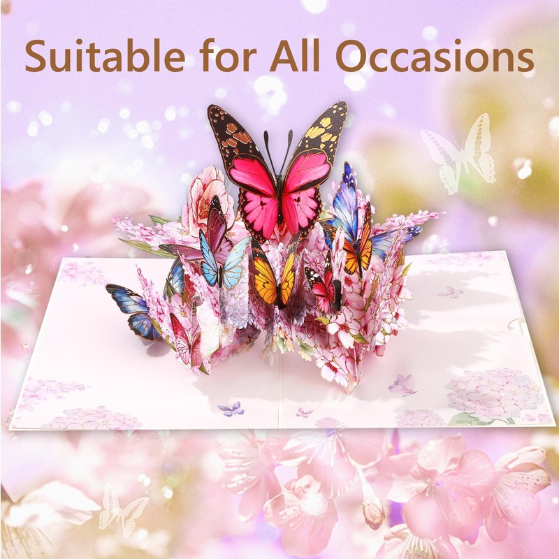 GUAGUA Pop Up Birthday Card 3D Butterfly Greeting Thank You