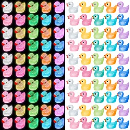 Vyuwast 200 Pcs Mini Resin Ducks Luminous Mini Ducks Glow in The Dark Tiny Ducks Miniature Ducks Mini Figurines Little Ducks Mini Resin Animals Mini Figures for Garden Dollhouse Landscape Potted Decor