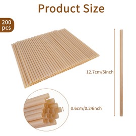 200 Pcs Sugarcane Straws Disposable, 5 In Drinking Agave Long Edible Compostable Biodegradable Cocktail Straws, Natural Brown Juice Coffee Tea Bulk Straw, Sturdy Straw for Drinks Home Restaurant