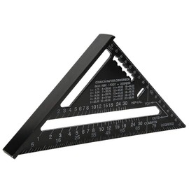 Aluminum Alloy Angle Protractor, 7 Inch Metric Aluminum Alloy Black Oxidation Roofing Triangle Angle Protractor Speed Square Rafter Ruler Meter (Metric)
