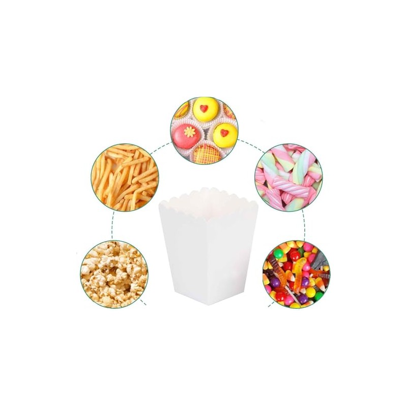 We Moment Zone 24pcs White Popcorn Boxes Mini Paper Popcorn
