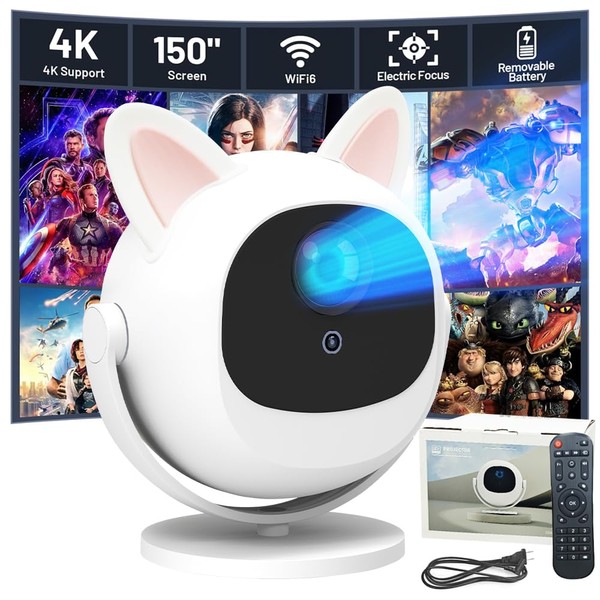 Mini Projector with Wifi and Bluetooth, Portable Movie Projector with