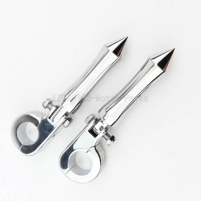 Chrome Highway Spiked Foot Pegs Clamps for Harley Touring 1