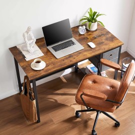 NEWBULG 40-47" Computer Desk with Storage Drawers,Small Office Desk Modern Study Table - 40 Inch, Rustic Brown
