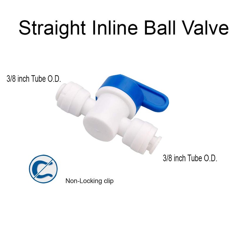 PureSec Inline Shut Off Ball Valve 3/8 inch OD Tubing&Hose&Pipe