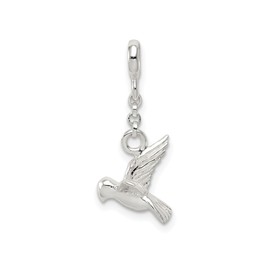 Sterling Silver Dove Charm Pendant with Flying Bird Design for Women, Symbol of Peace and Hope, Christian Faith Necklace or Bracelet Charm, Polished Religious Jewelry, Holy Spirit Inspired Piece