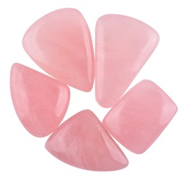 Natural Rose Quartz Stone, Natural Gemstones and Crystals Cabochon Lot, DIY Jewelry Making Loose Gemstones, Chakra Healing Crystals, Wire Wrapping Cabochons, Pack of 5