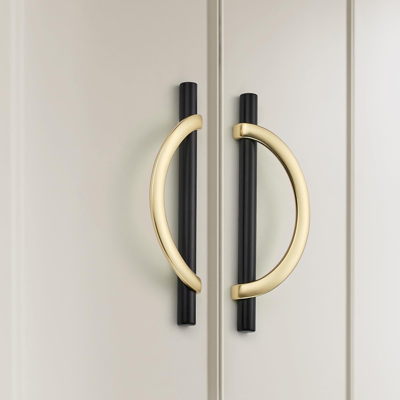 HOME EDIT Brushed Brass & Matte Black Cabinet Pulls, 5