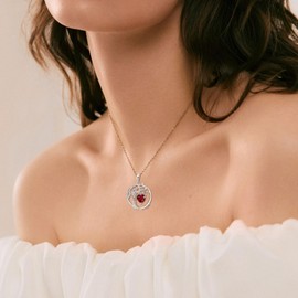 HAOSG 925 Sterling Silver July Birthstone Necklace Ruby Necklace Tree of Life Pendant Necklaces Birthday Anniversary Christmas Jewelry Gifts for Women Her, Adjustable Chain