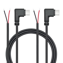 Right Angle USB C to 2 Pin Bare Wire Open End Wire 1M/3FT, 90 Degree USB Type C Male Plug Pigtail Power Cable 22AWG 5V/3A, for USB C Equipment Installed or Replacement Repair DIY Cable(2Pcs)