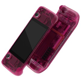 eXtremeRate Clear Candy Pink Custom Faceplate Back Plate Shell for Steam Deck LCD, Handheld Console Replacement Housing Case, DIY Full Set Shell Buttons for Steam Deck Console - Console NOT Included