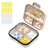 Travel Pill Organizer Box with Labels, 7 Compartments Portable Mini