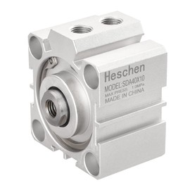 Heschen Pneumatic Compact Aluminium Air Cylinder, SDA 40-10, Bore 40 mm, Stroke 10 mm, PT1/8 Inch Connection Size, Double Acting