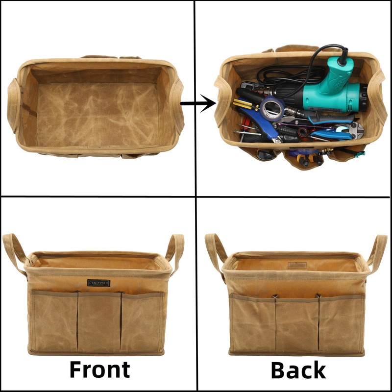 Tool Pouch, Heavy Duty 16oz Waxed Canvas Tool Bag, Rectangle