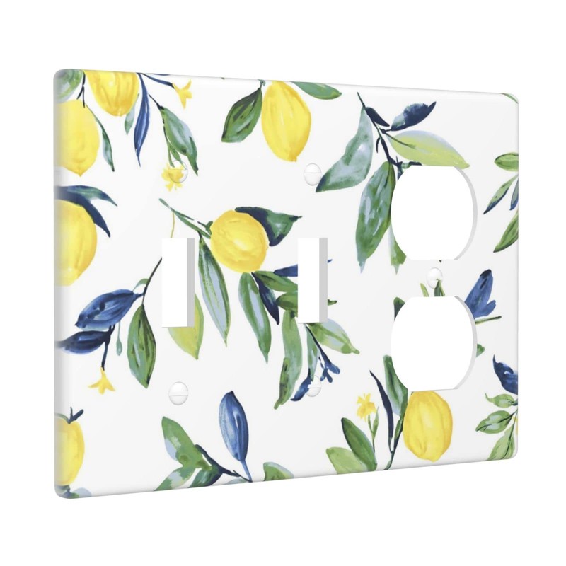 Yellow Lemon Combination Wall Plate 2 Toggle 1 Duplex Outlet