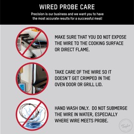 Taylor Programmable Instant-Read Wired Probe Digital Meat Thermometer, Stainless Steel for BBQ, Grill, Kitchen Cooking, Accurate Temperature Readings