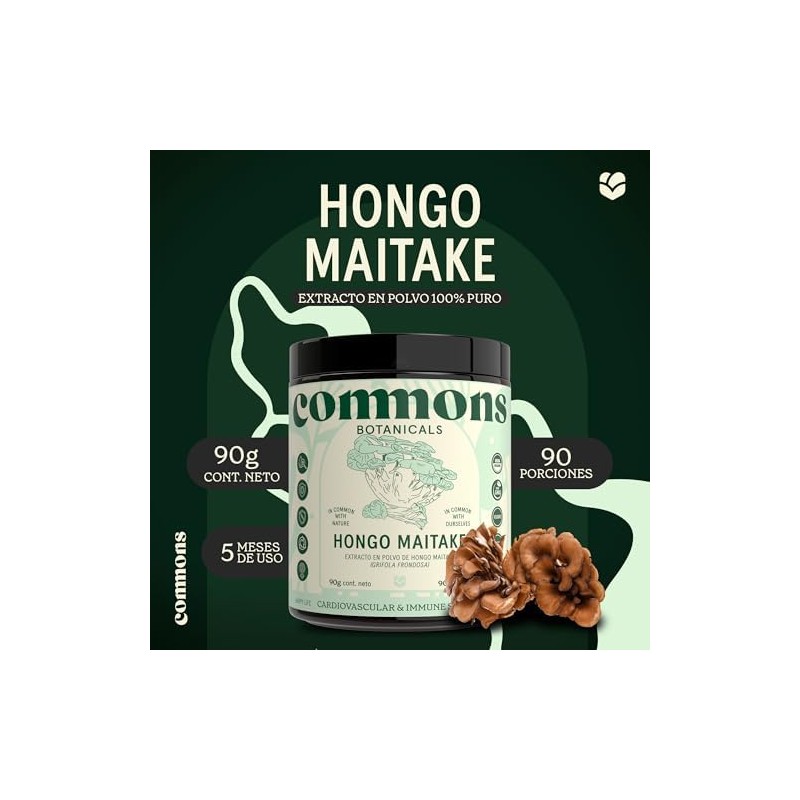 COMMONS Hongos Adaptógenos Hongo Maitake Suplemento Alimenticio En Polvo