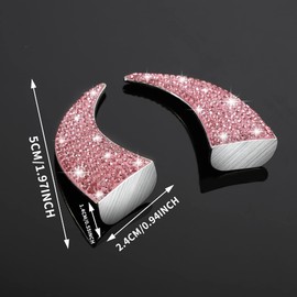 WINKA Bling Devil Bull Horn 3D Car Diamond Sparkly Decoration Stickers for Car Dashboard Truck Motorcycle Car Cute Accessories for Women Rhinestone Stickers Diamond Interior Decorations (Pink)