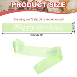 PATIKIL Birthday Girls Sash, Glitter Birthday Sash for Women Satin Princess Queen Sash Party Decorations with Safety Pin for Party Gifts Favors, Green with Silver Foil Lettering