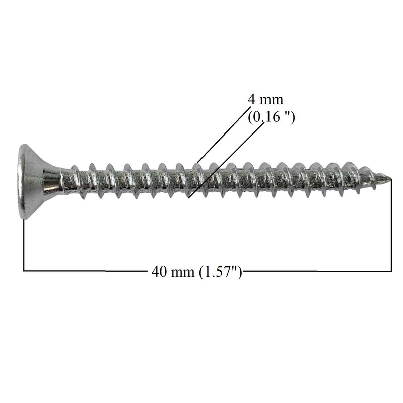 M4 Wood Screws Zinc Plated Silver Long 1.5 inch (0.16"