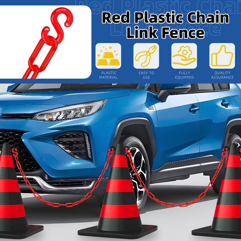Glarks 21pcs 5M x 6mm Plastic Chain Barrier with S