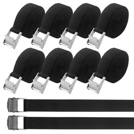 Pack of 10 lashing straps, lashing straps, 25 mm x 1 m, lashing straps with clamping lock, for bicycles, trolleys and motorcycle suitcases, sack truck, complies with DIN EN 12195-2
