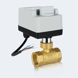 Ball Valve, Electric Ball Valve, 2 Wire, DN20 Automatic Manual Ball Valve 2 Ways 2 Wires Motorized Normally Open Ball Valve for Industrial Flow Control AC220V